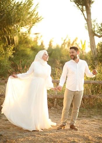 Beyaz Tesettür Gelinlik - Görsel 15