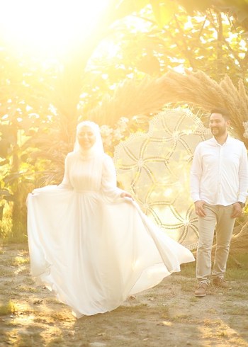 Beyaz Tesettür Gelinlik - Görsel 4