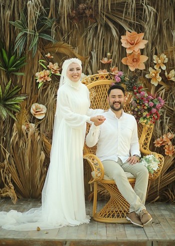 Beyaz Tesettür Gelinlik - Görsel 13