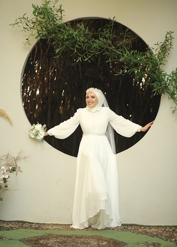 Beyaz Tesettür Gelinlik - Görsel 10