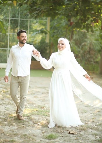 Beyaz Tesettür Gelinlik - Görsel 11