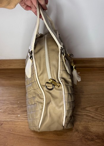 Bej Deri Püsküllü Kadın Çanta - Görsel 3