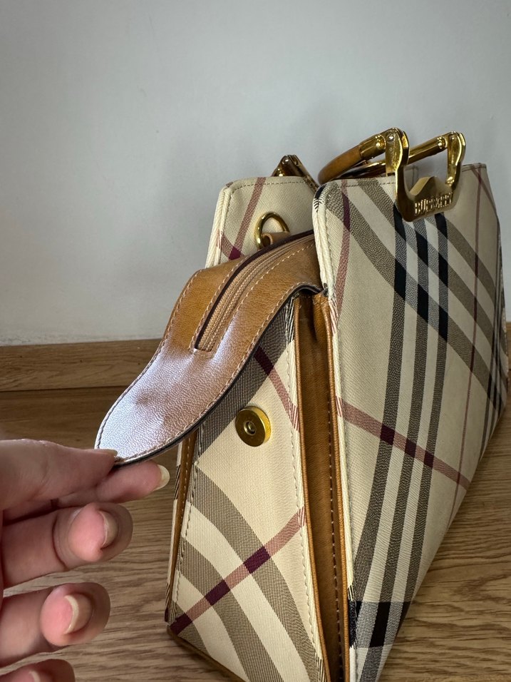 Bej Deri Kemerli Vintage Kadın Çanta Burberry - Görsel 5