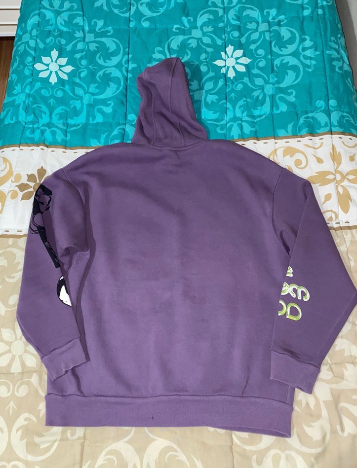 Mor Kapüşonlu Baskılı Unisex Sweatshirt - Görsel 2