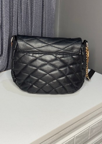 Kemerli Siyah Deri Kadın Çanta - Görsel 3