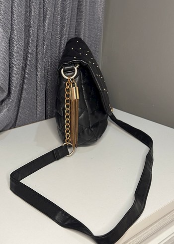 Kemerli Siyah Deri Kadın Çanta - Görsel 2