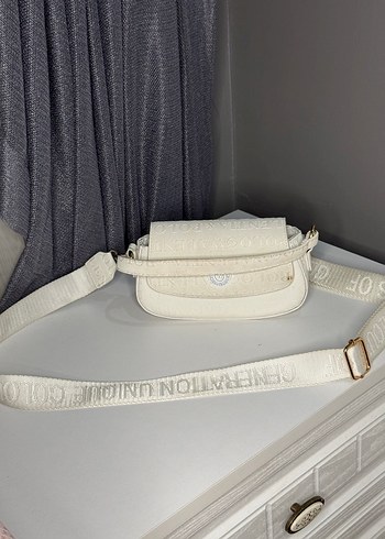 Beyaz Deri Kadın Omuz Çantası - Görsel 2