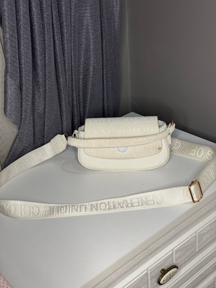 Beyaz Deri Kadın Omuz Çantası - Görsel 2