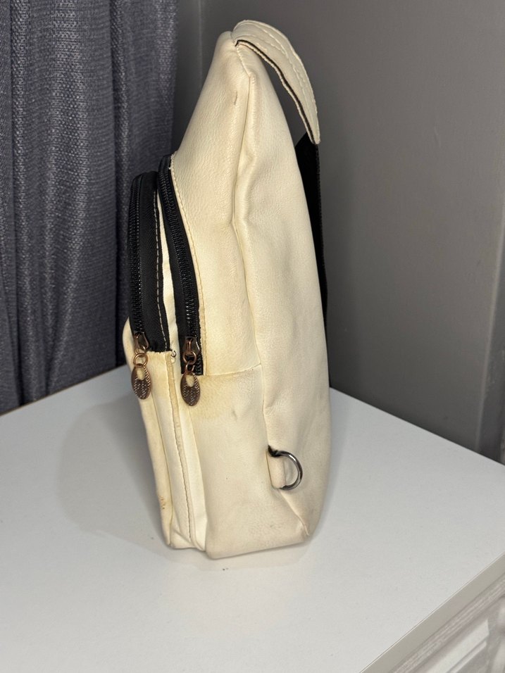 Beyaz Deri Baskılı Kadın Çapraz Çanta - Görsel 2