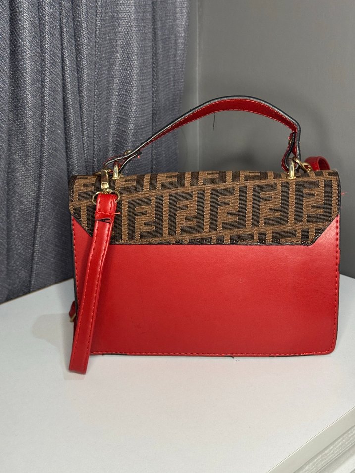 Kırmızı Baskılı Modern Klasik Kadın Çanta - Görsel 2