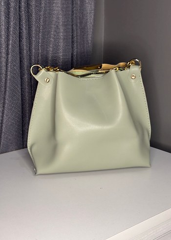 Zincir Detaylı Su Yeşiki Deri Kadın Çanta - Görsel 3