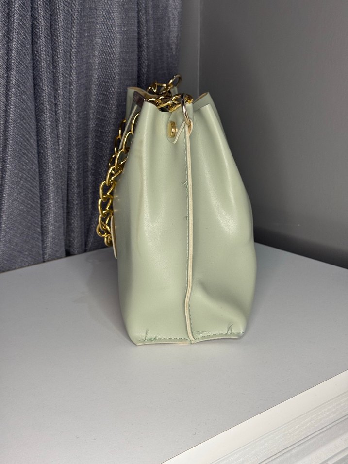 Zincir Detaylı Su Yeşiki Deri Kadın Çanta - Görsel 2