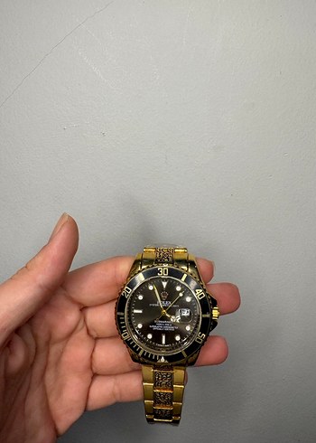 Klasik Parlak Altın Erkek Kol Saati - Görsel 2