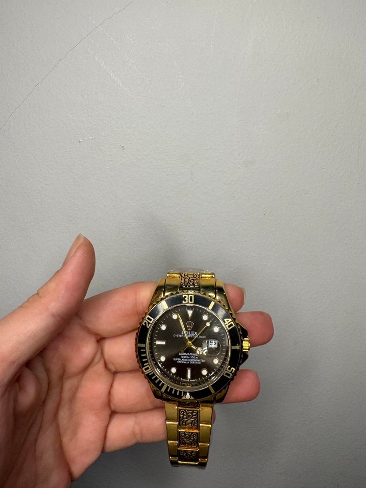 Klasik Parlak Altın Erkek Kol Saati - Görsel 2