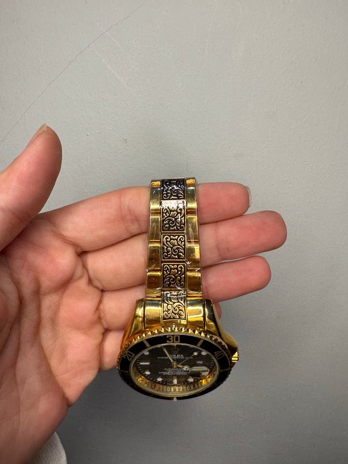 Klasik Parlak Altın Erkek Kol Saati - Görsel 4