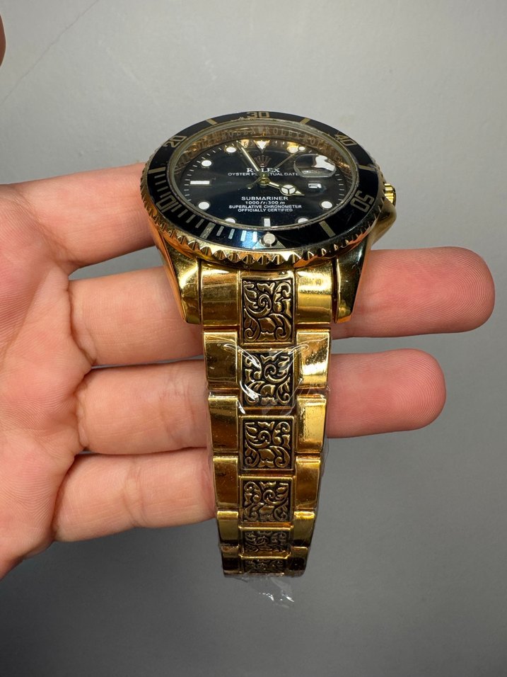 Klasik Parlak Altın Erkek Kol Saati - Görsel 5