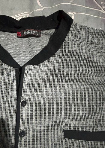 Gri Uzun Kollu Düğmeli Erkek Pijama takımı - Görsel 6