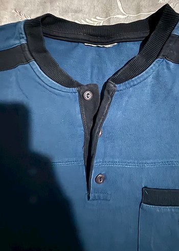 Erkek Mavi Uzun Kollu Düğmeli Pijama takımı - Görsel 3