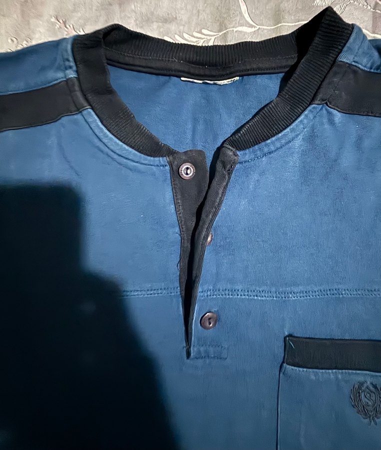 Erkek Mavi Uzun Kollu Düğmeli Pijama takımı - Görsel 3