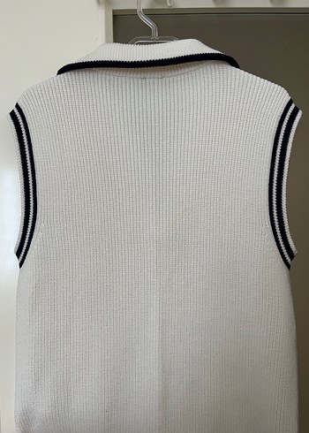 Kadın Beyaz Yarım Fermuarlı Kolsuz Triko Süveter - Görsel 6