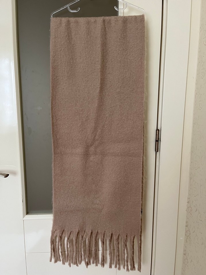 Bej Örgü Kadın Şal Püsküllü - Görsel 3