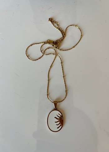 Detaylı Zincirli Mini Güneş Figürlü Kadın Kolye - Görsel 5