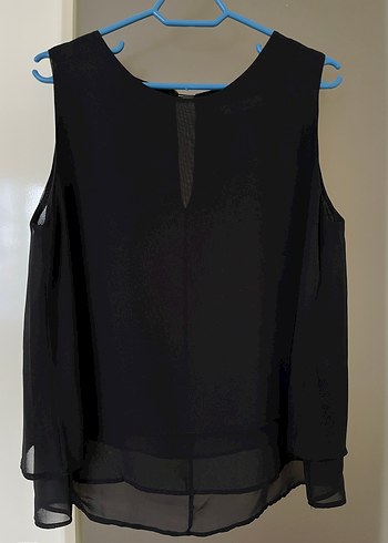 Siyah Tül Kolsuz Bluz - Görsel 3