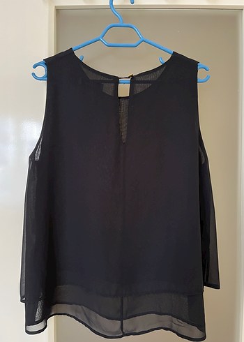 Siyah Tül Kolsuz Bluz - Görsel 6