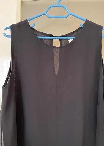 Siyah Tül Kolsuz Bluz - Görsel 4