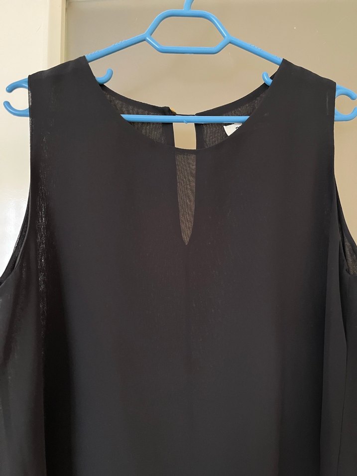 Siyah Tül Kolsuz Bluz - Görsel 5