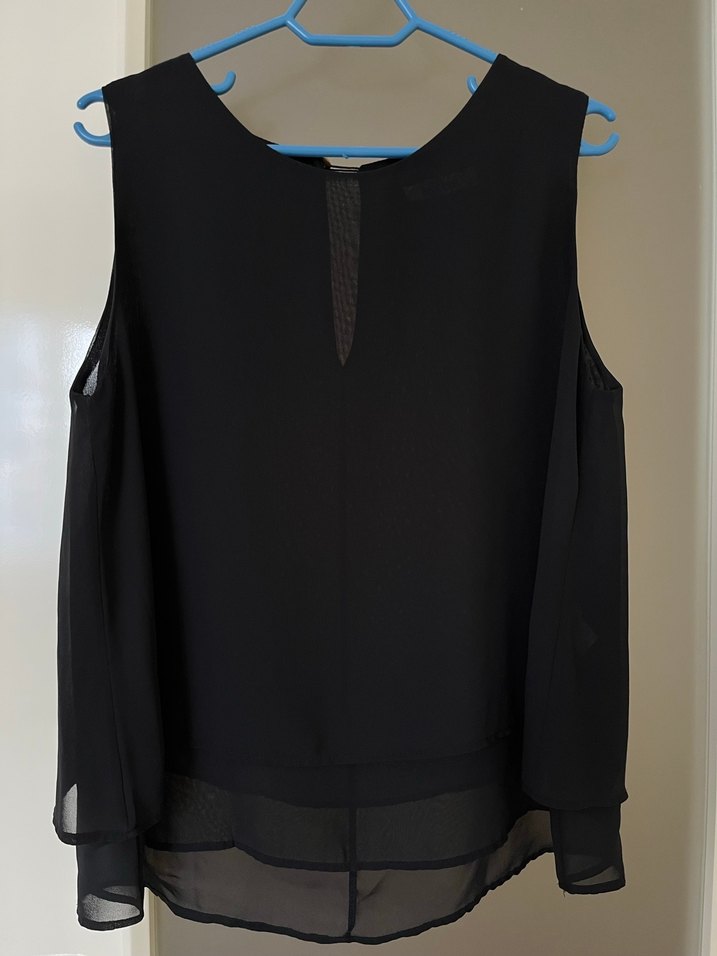 Siyah Tül Kolsuz Bluz - Görsel 3