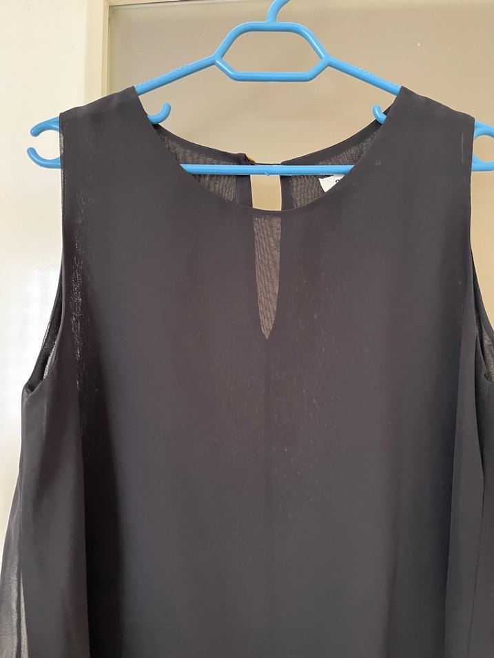 Siyah Tül Kolsuz Bluz - Görsel 4