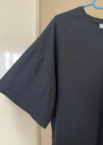 Siyah Baskılı Oversize Tişört - Görsel 5