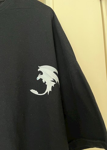 Siyah Baskılı Oversize Tişört - Görsel 4