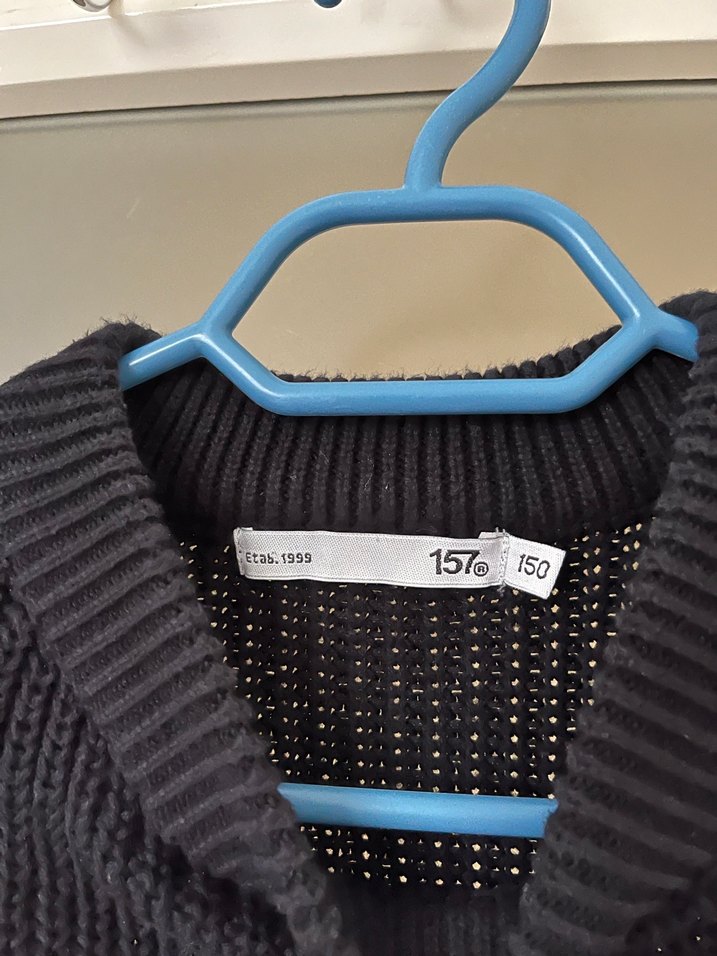 Siyah Beyaz Çizgili Örgü Kadın Kazak - Görsel 4