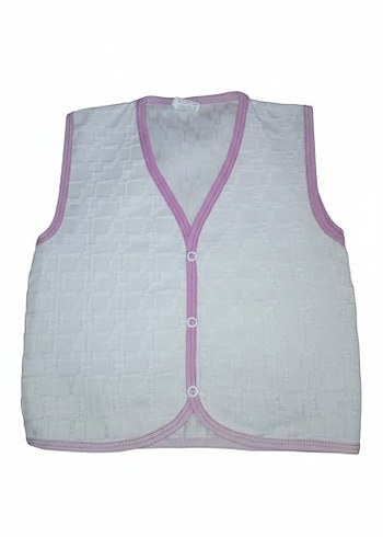 Kız Çocuk Düğmeli V Yaka Beyaz Yelek - Görsel 2