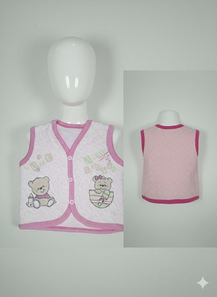 Nakışlı Düğmeli Beyaz Kız Çocuk Yelek - Görsel 2