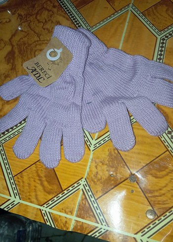 Mor Örgü kız çocuk Eldivenleri - Görsel 2