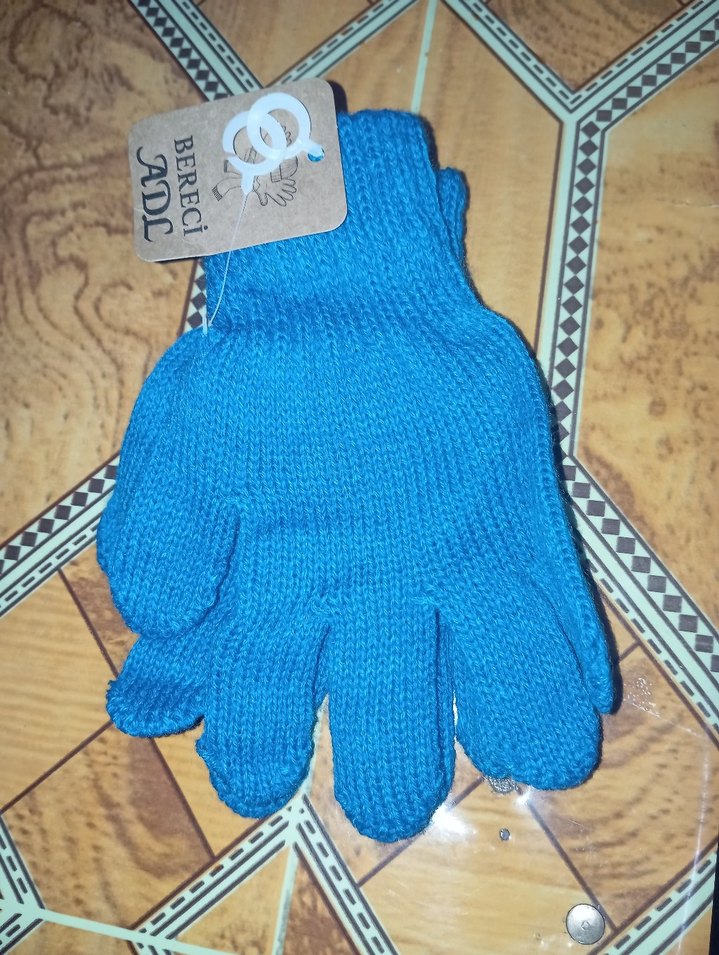 Mavi Erkek Örgü Eldiven - Görsel 2