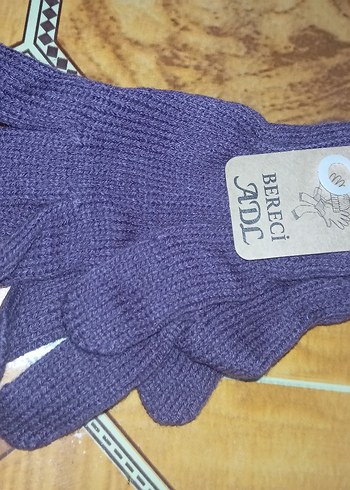 Erkek Çocuk Mor Örgü Eldiven - Görsel 2