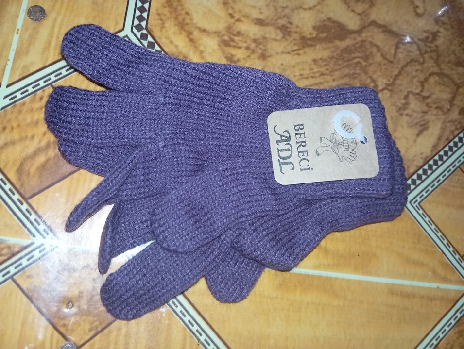 Erkek Çocuk Mor Örgü Eldiven - Görsel 2