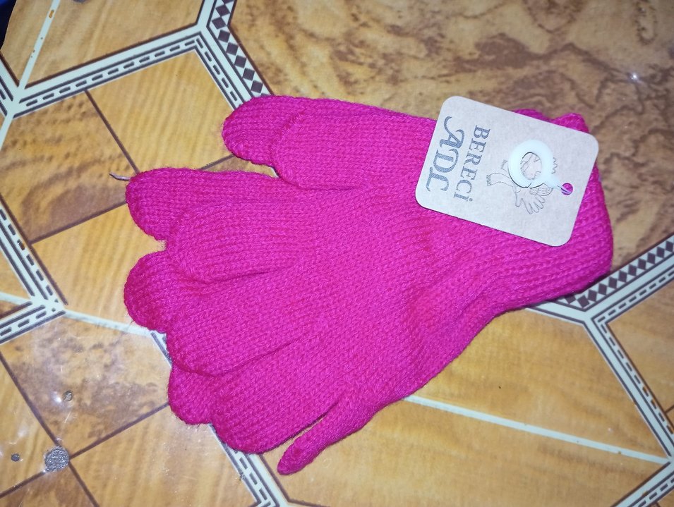 Pembe Örgü kız çocuk Eldiveni - Görsel 2
