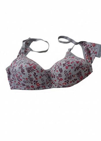 Gri Çiçek Desenli Spor Sütyen - Görsel 2