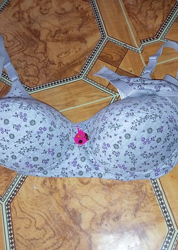 Çiçek Desenli Gri Sütyen - Görsel 3