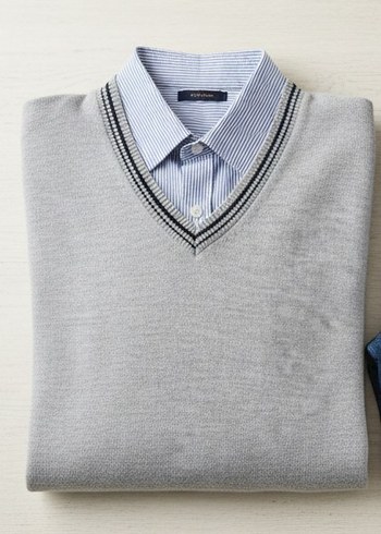 GÖMLEK ÜSTÜ SÜVETER DETAYLI TRİKO SÜVETER - Görsel 2