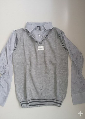 GÖMLEK ÜSTÜ SÜVETER DETAYLI TRİKO SÜVETER - Görsel 3