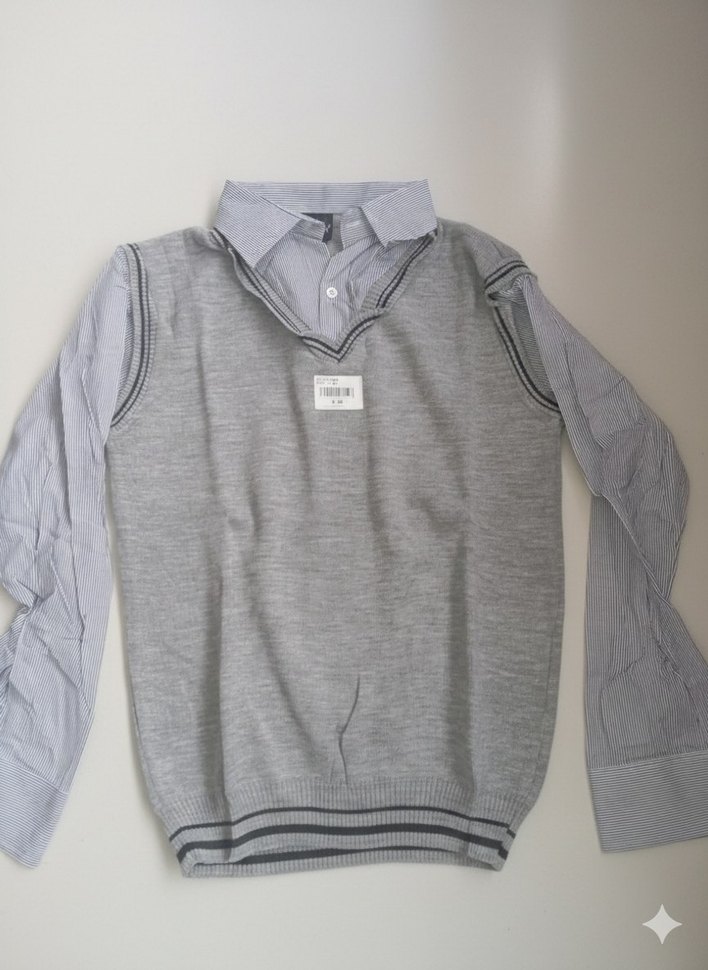 GÖMLEK ÜSTÜ SÜVETER DETAYLI TRİKO SÜVETER - Görsel 3