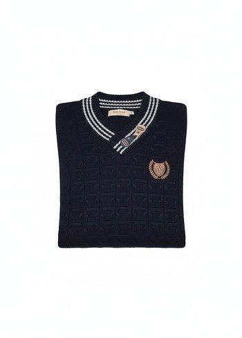 Erkek Lacivert Triko Uzun Kollu KAZAK - Görsel 2