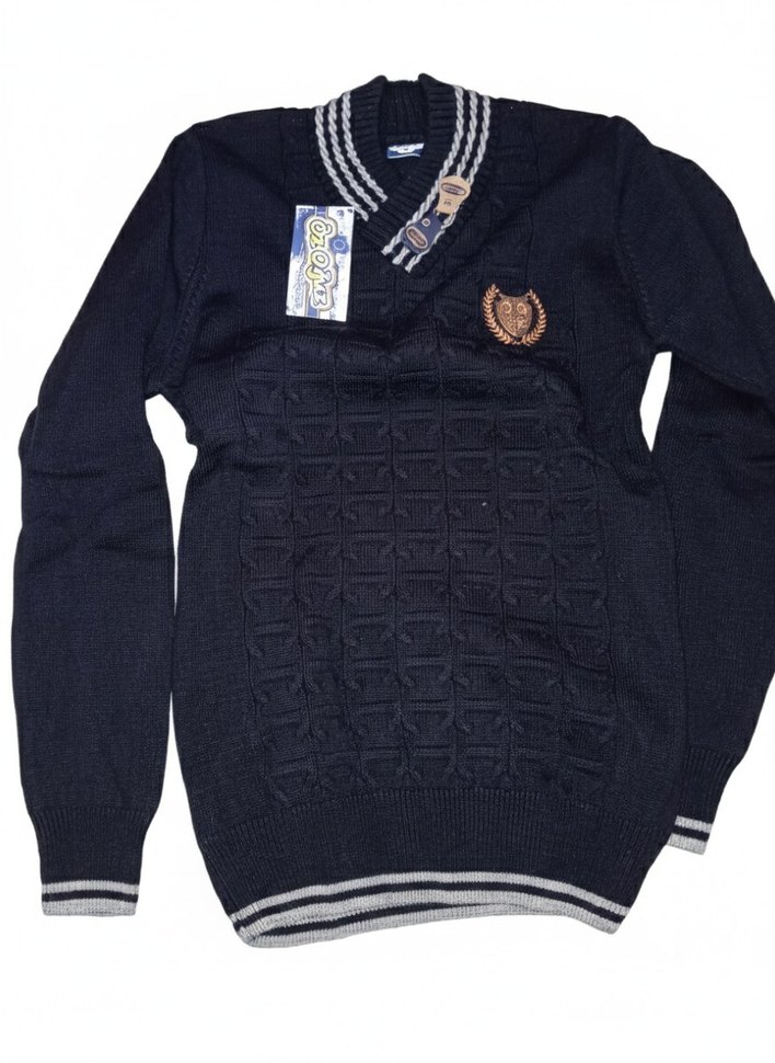 Erkek Lacivert Triko Uzun Kollu KAZAK - Görsel 3