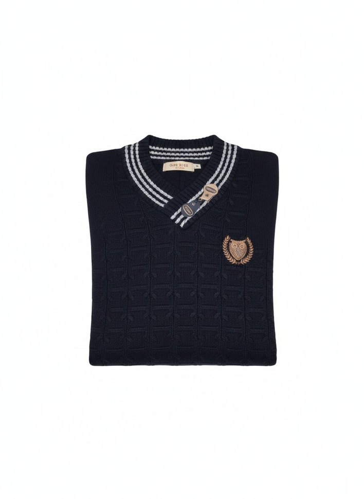 Erkek Lacivert Triko Uzun Kollu KAZAK - Görsel 2